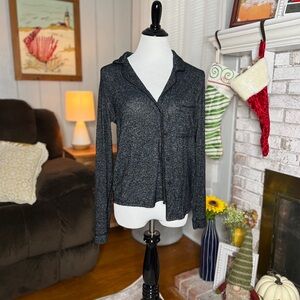 Women's Black Long Sleeve pajama top stars above